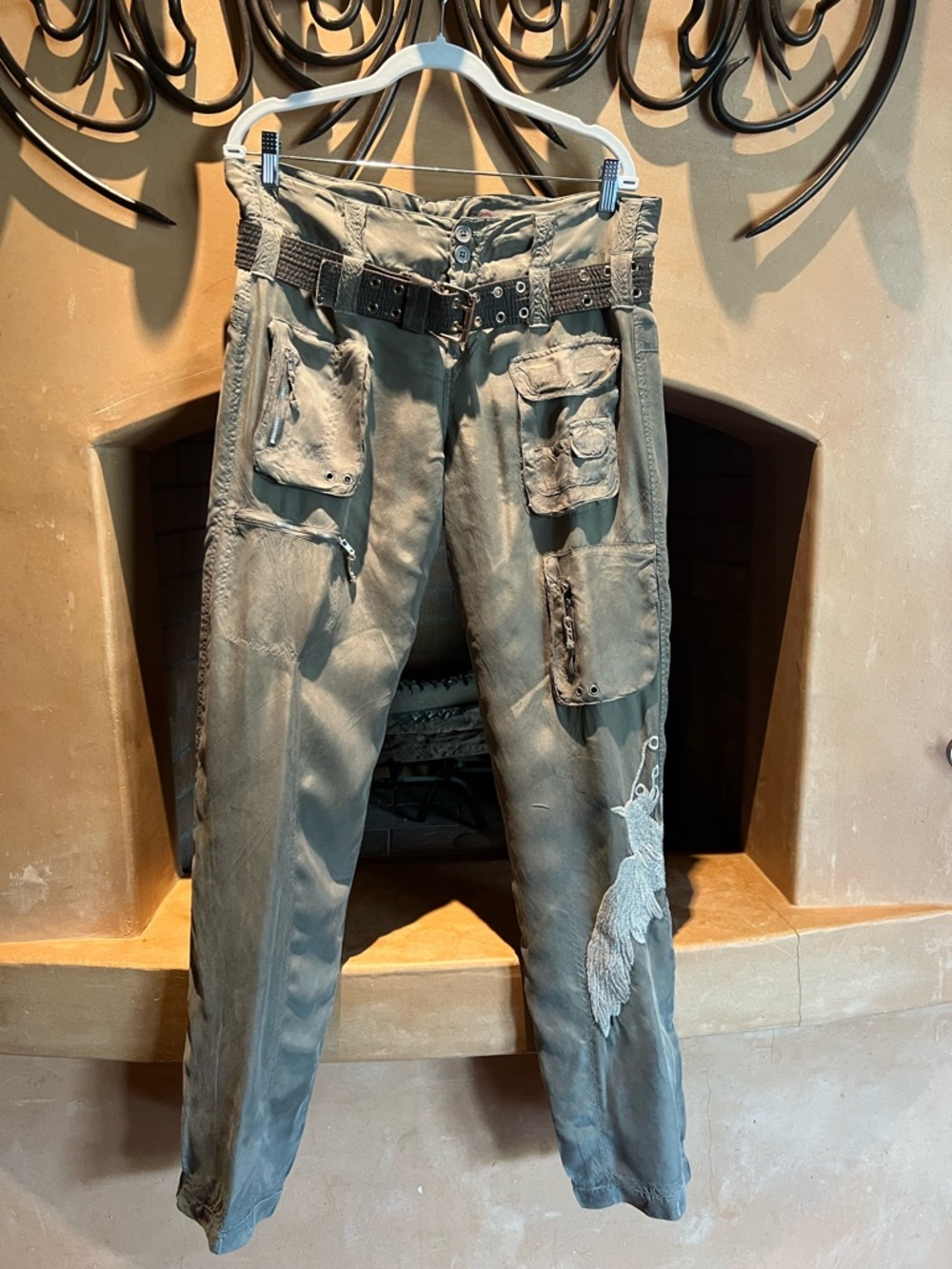 Pete&Greta Y2K vintage Utility Cargo Pants with Belt - Olive Green